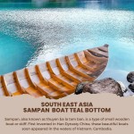K207 South East Asia Sampan Boat Teal Bottom Thuyen Ba La Tam Ban 
